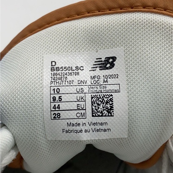 New Balance 550 Trainers White/Burnt Orange size 10 Y2K - Picture 5 of 7